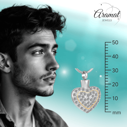 Sprankelend hart as - sieraad staal met kristal - Aramat Jewels - Gedenkhangers - cadeautip