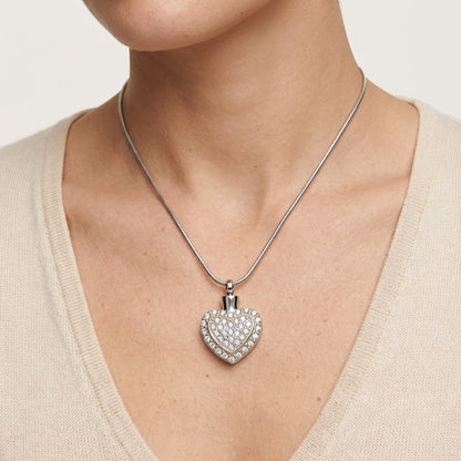 Sprankelend hart as - sieraad staal met kristal - Aramat Jewels - Gedenkhangers - cadeautip