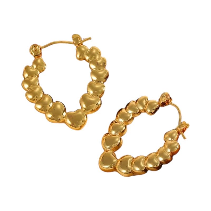 Stainless steel druppelvormige oorringen met hartjesmotief - oor6405 - 792418 - Oorringen kopen# - 26mm - alles - cadeau