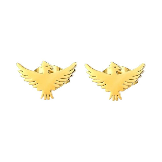 Stalen Adelaar Oorbellen – Goudkleurig RVS – 10x6mm – Dieren Oorstekers - oor2135 - Oorbellen kopen# - 10mm - alles - cadeau