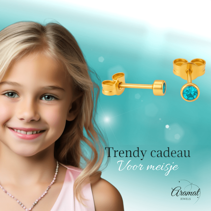 Stalen Aqua Blauwe Kristal Oorbellen 3mm - oor592 - XE38689 - Oorbellen kopen# - 3mm - alles - Aqua Blauw