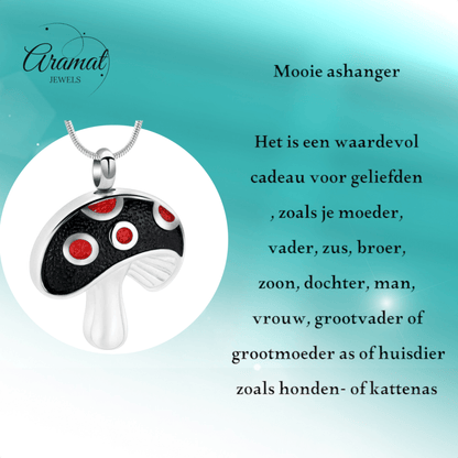 Stalen as - hanger paddenstoel rood emaille 31mm - Aramat Jewels - Gedenkhangers - cadeautip