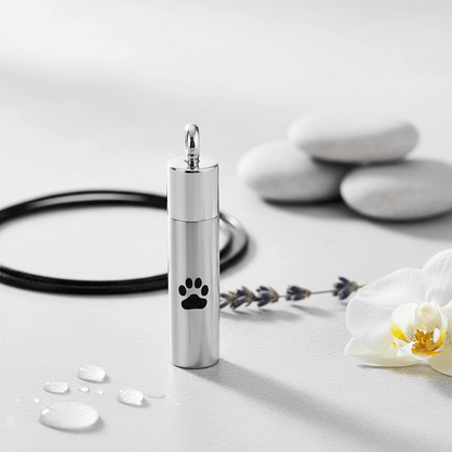 Stalen Ashanger Buis Mat Zilverkleur met Zwarte Pootafdrukken 4,6cm - Aramat Jewels - Gedenkhangers - cadeautip