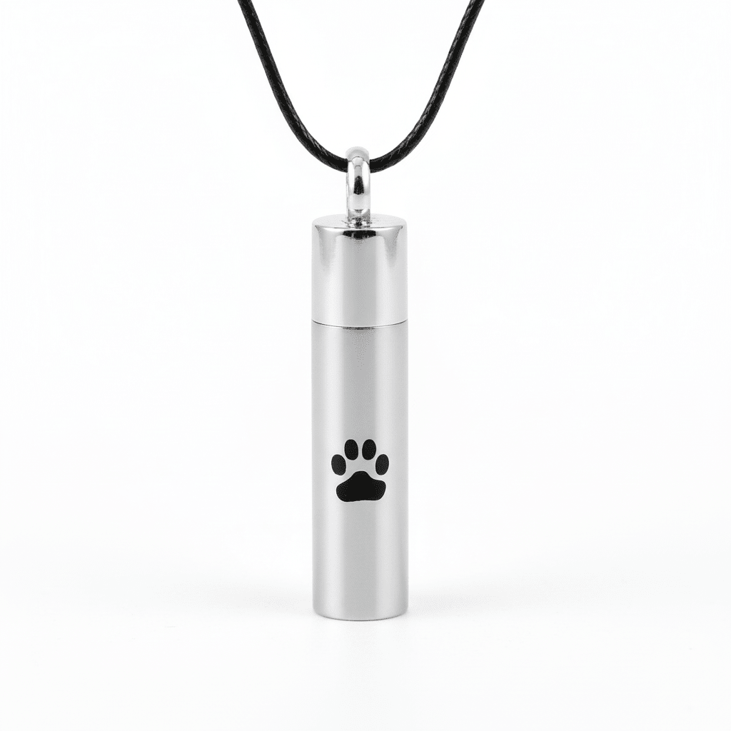 Stalen Ashanger Buis Mat Zilverkleur met Zwarte Pootafdrukken 4,6cm - Aramat Jewels - Gedenkhangers - cadeautip