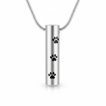 Stalen Ashanger Buis Zilverkleur met Zwarte Pootafdrukken 3,4cm - Aramat Jewels - Gedenkhangers - cadeautip