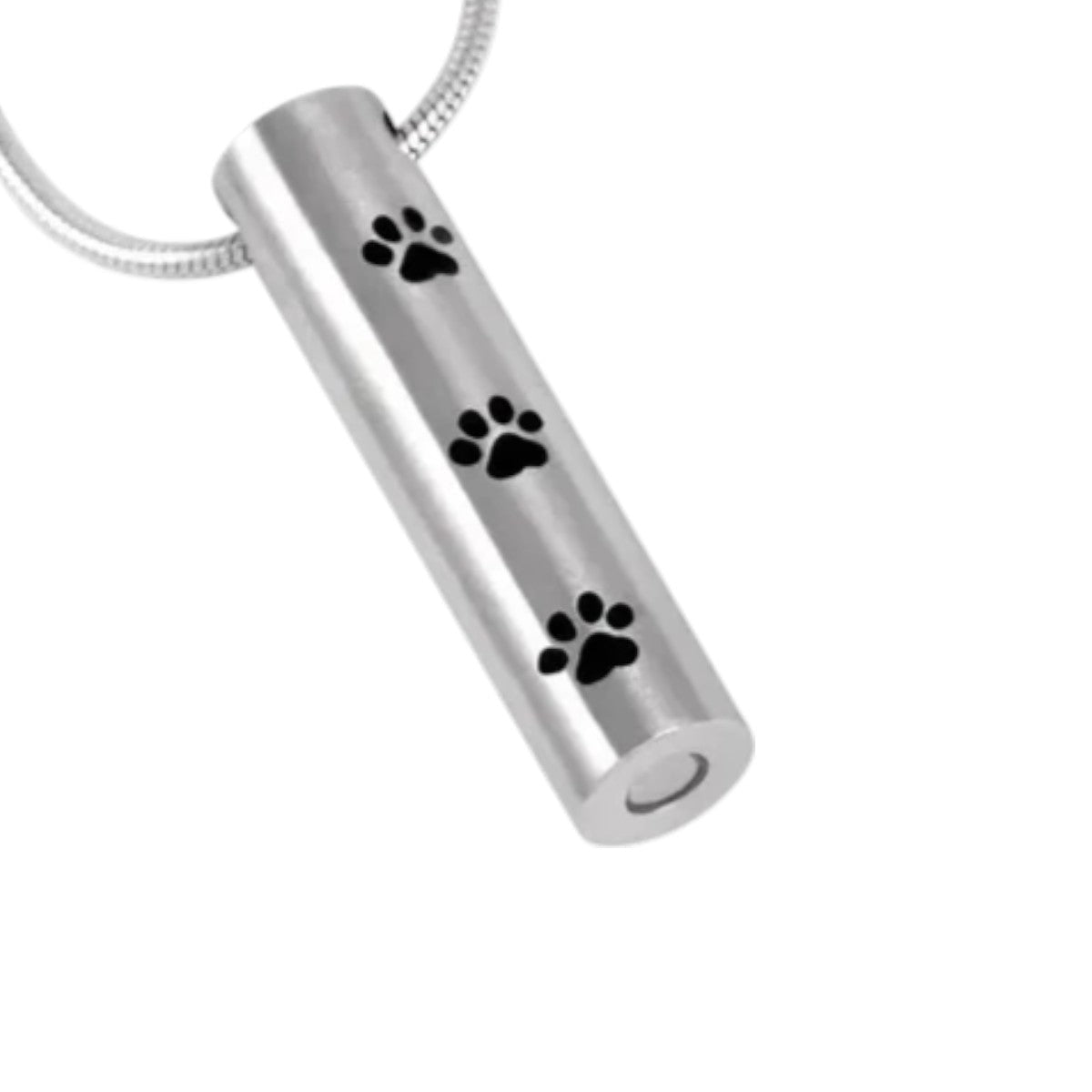 Stalen Ashanger Buis Zilverkleur met Zwarte Pootafdrukken 3,4cm - Aramat Jewels - Gedenkhangers - cadeautip