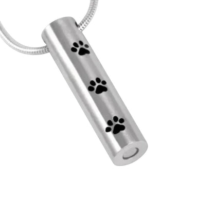 Stalen Ashanger Buis Zilverkleur met Zwarte Pootafdrukken 3,4cm - Aramat Jewels - Gedenkhangers - cadeautip