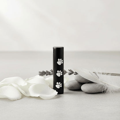 Stalen Ashanger Buis Zwart met Witte Pootafdrukken 3,4cm - Aramat Jewels - Gedenkhangers - cadeautip