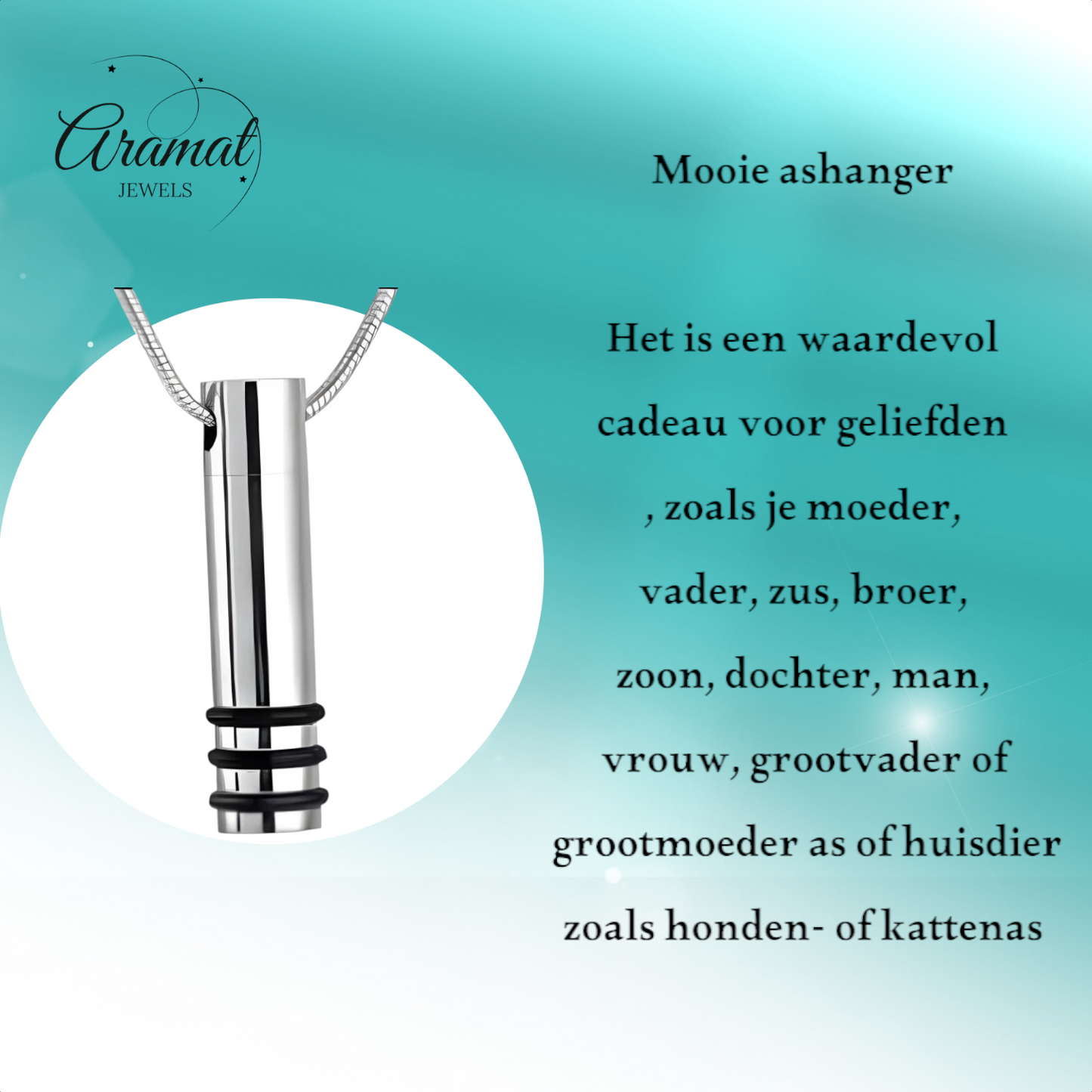 Stalen ashanger cilinder zwart gestreept 38x10mm