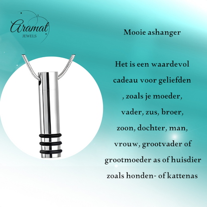 Stalen ashanger cilinder zwart gestreept 38x10mm