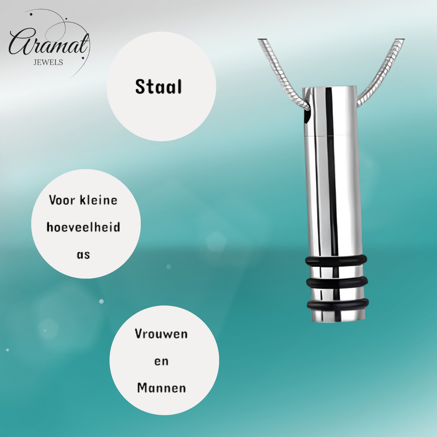 Stalen ashanger cilinder zwart gestreept 38x10mm