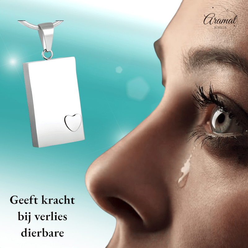 Stalen Ashanger Rechthoek met Klein Hartje - hang284 - Gedenkhangers kopen# - 40mm - alles - ashangers