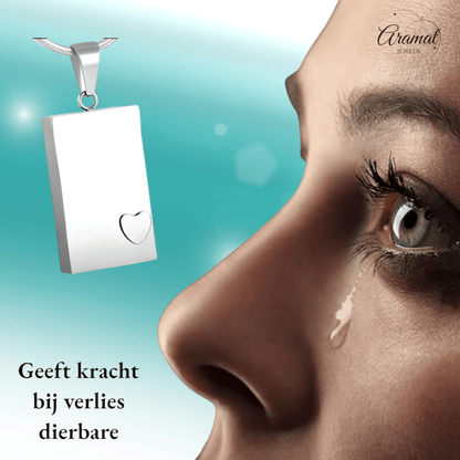 Stalen Ashanger Rechthoek met Klein Hartje - hang284 - Gedenkhangers kopen# - 40mm - alles - ashangers