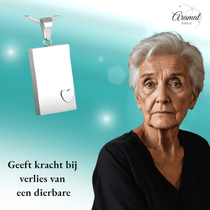 Stalen Ashanger Rechthoek met Klein Hartje - hang284 - Gedenkhangers kopen# - 40mm - alles - ashangers