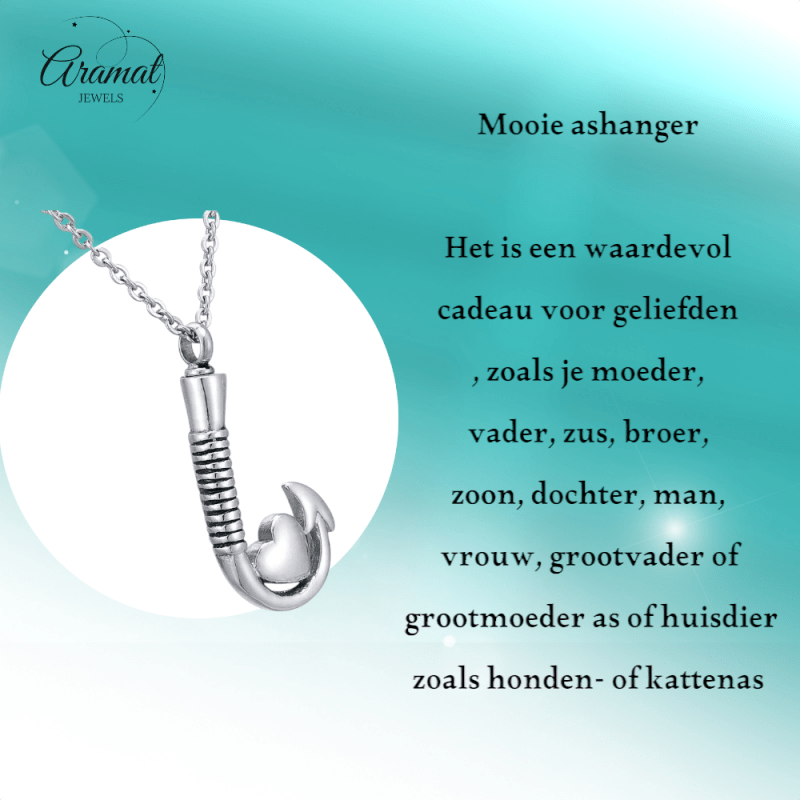 Stalen Ashanger Vishaak met Hartje - Zilverkleur & Zwarte Strepen - hang1334 - Gedenkhangers kopen# - 40mm - alles - ashangers