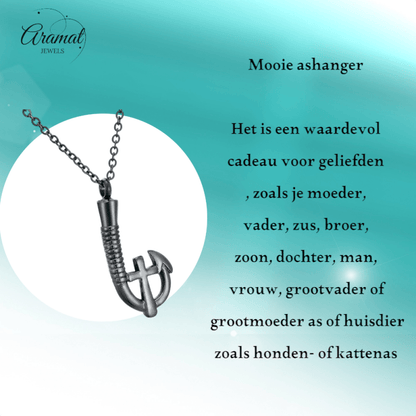 Stalen Ashanger Vishaak met Kruisje - Zwart - hang1333 - Gedenkhangers kopen# - 40mm - alles - ashangers