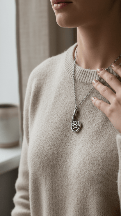 Stalen Ashanger Vishaak met Pootje - Zilverkleur & Zwart - Aramat Jewels - Gedenkhangers - cadeautip