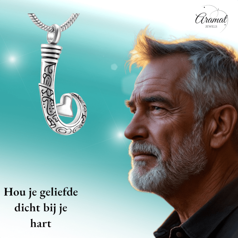 Stalen Ashanger Vishaak - Zilverkleur & Zwart - hang1332 - 9977 - Gedenkhangers kopen# - 40mm - alles - ashangers