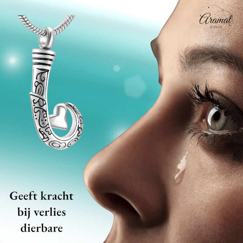 Stalen Ashanger Vishaak - Zilverkleur & Zwart - hang1332 - 9977 - Gedenkhangers kopen# - 40mm - alles - ashangers