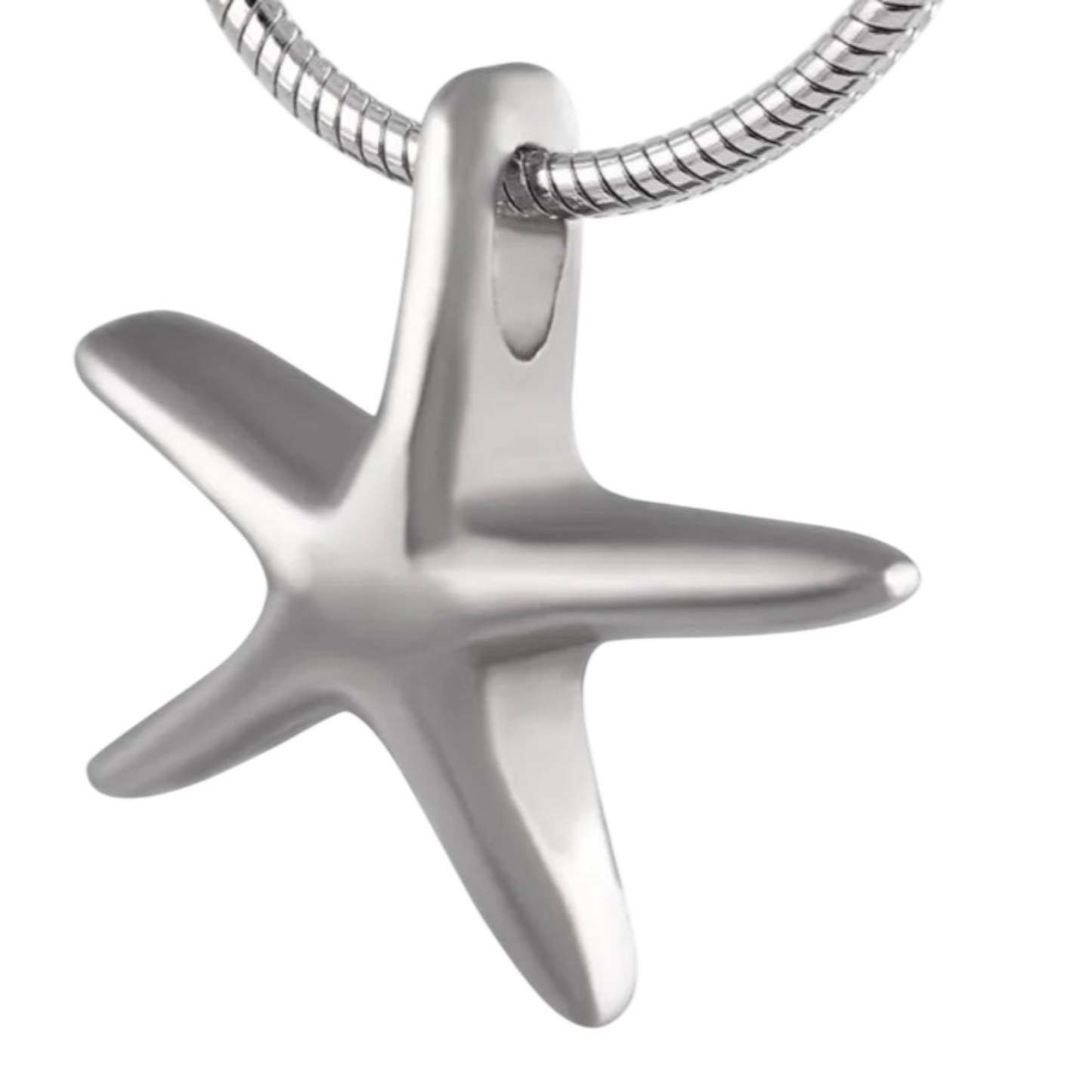 Zilverkleurige ashanger zeester – gedenksieraad