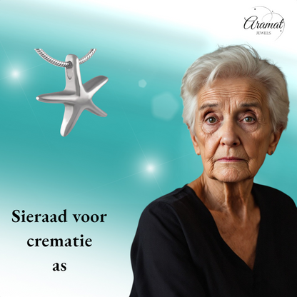 Zilverkleurige ashanger zeester – gedenksieraad