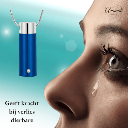 Stalen Blauwe Ashanger - met Betekenis - Aramat Jewels - Gedenkhangers - Rouwsieraad