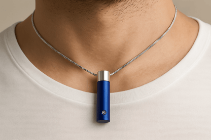 Stalen Blauwe Ashanger - met Betekenis - Aramat Jewels - Gedenkhangers - Rouwsieraad