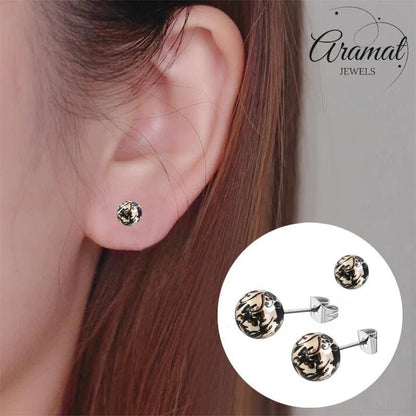 Stalen bolletjes oorstekers met spetters – 6mm - Aramat Jewels - Oorbellen - cadeautip