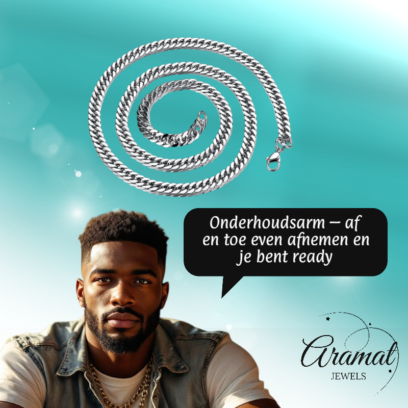 Chaîne gourmette en acier inoxydable argenté 50-60 cm - Chaîne à maillons robustes