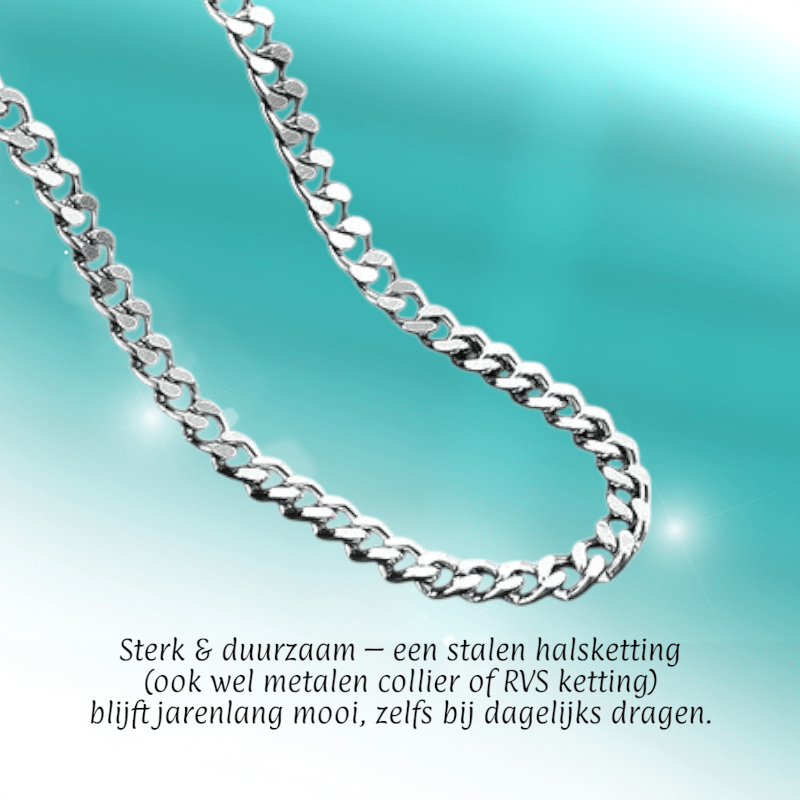 Stalen Curb Gourmet Ketting Zilverkleurig - Aramat Jewels - Halskettingen - cadeautip