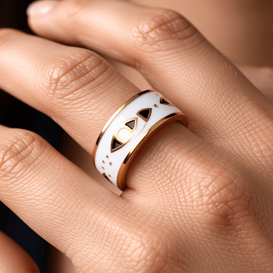 Stalen Damesring - Boze Oog - 8,5mm - Verstelbaar - Aramat Jewels - Ringen - cadeautip