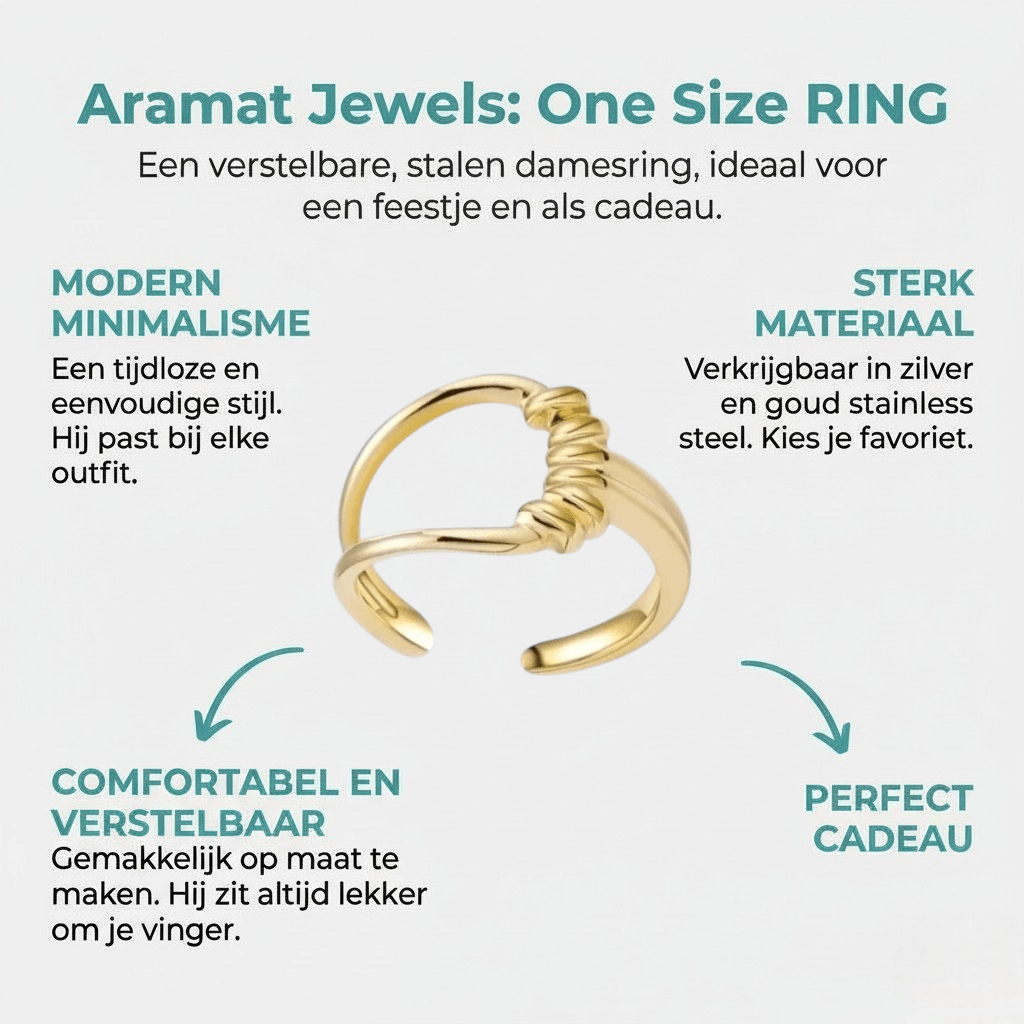 Stalen Damesring - Lusmotief - Verstelbaar - 14mm - RVS - Aramat Jewels - Ringen - cadeautip