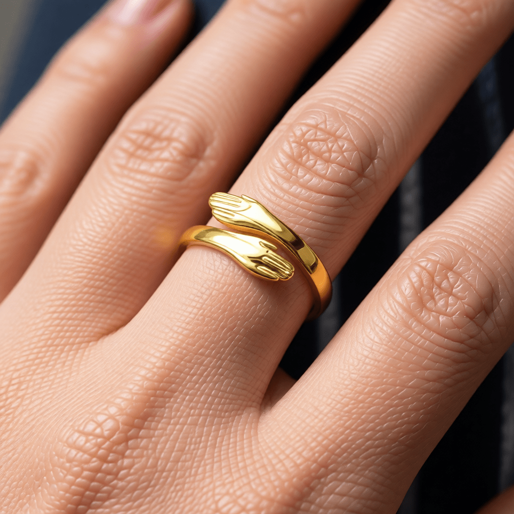 Stalen Damesring - Open Ring met Handen - 10mm - Aramat Jewels - Ringen - cadeautip