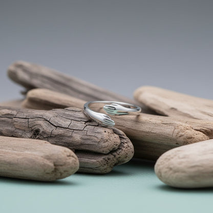 Stalen Damesring - Open Ring met Handen - 10mm - Aramat Jewels - Ringen - cadeautip