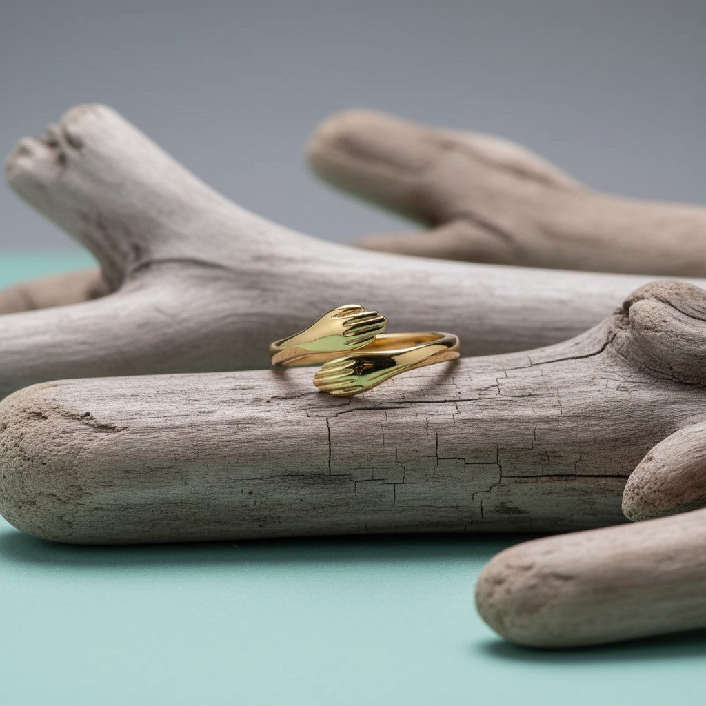 Stalen Damesring - Open Ring met Handen - 10mm - Aramat Jewels - Ringen - cadeautip