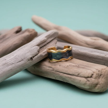 Stalen Damesring - Parelmoer - 8mm - Verstelbaar - Grijs - Aramat Jewels - Ringen - cadeautip