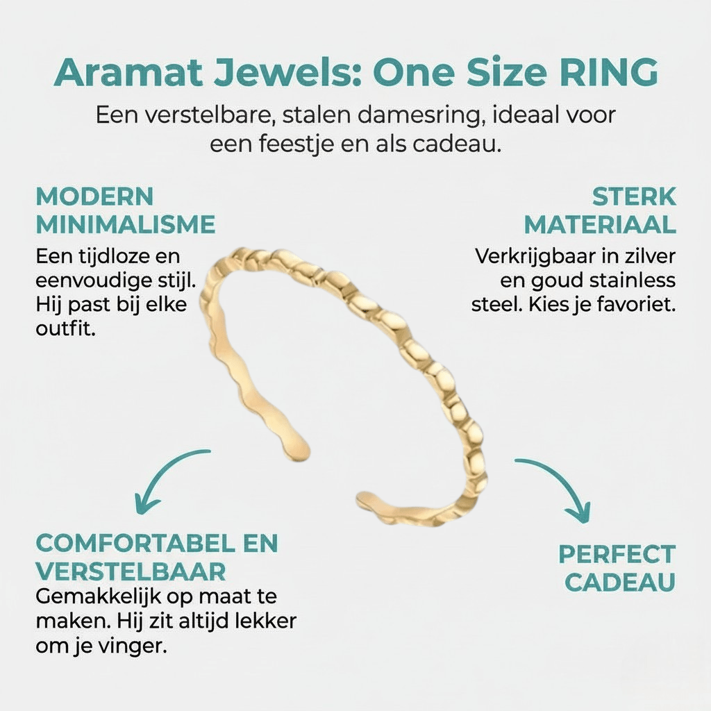 Stalen Damesring - Smal & Verstelbaar - 2mm - RVS - Aramat Jewels - Ringen - cadeautip