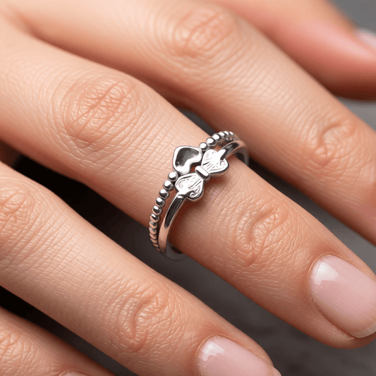 Stalen Damesring - Strikje & Hartje - 7mm - Aramat Jewels - Ringen - cadeautip