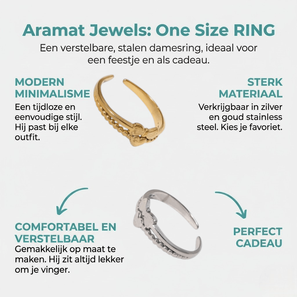 Stalen Damesring - Strikje & Hartje - 7mm - Aramat Jewels - Ringen - cadeautip