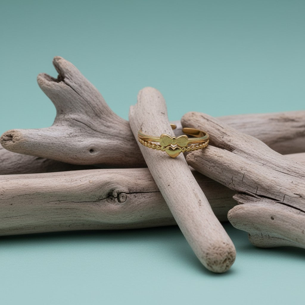 Stalen Damesring - Strikje & Hartje - 7mm - Aramat Jewels - Ringen - cadeautip