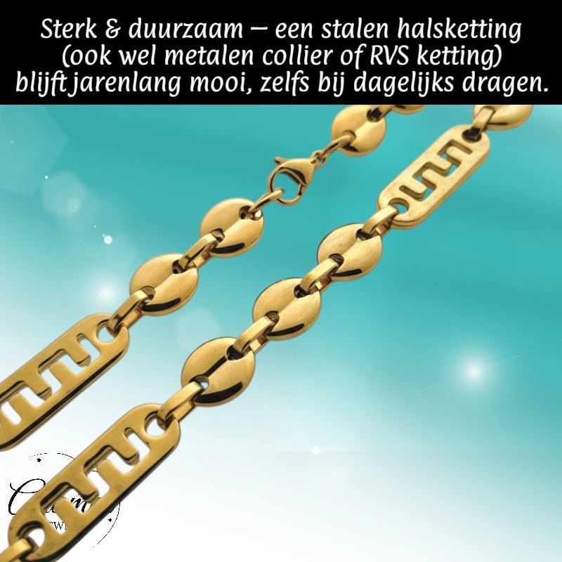 Stalen Fantasie Ketting met Grieks Motief - Aramat Jewels - Halskettingen - cadeautip