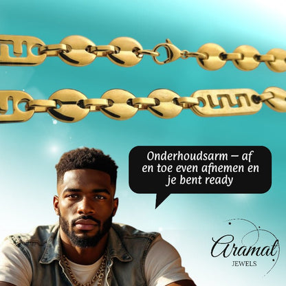 Stalen Fantasie Ketting met Grieks Motief - Aramat Jewels - Halskettingen - cadeautip