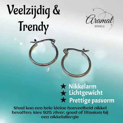Oorringen – RVS Zilverkleur met Streepjes (18mm)