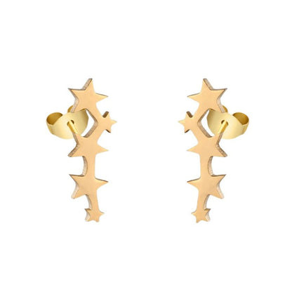 Stalen Goudkleurige Sterren Oorbellen - Tijdloos Cadeau - oor4118 - SSE413 - Oorbellen kopen