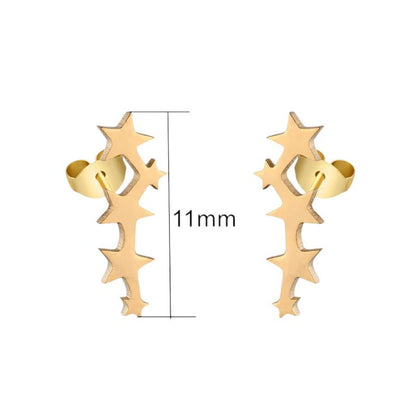 Stalen Goudkleurige Sterren Oorbellen - Tijdloos Cadeau - oor4118 - SSE413 - Oorbellen kopen