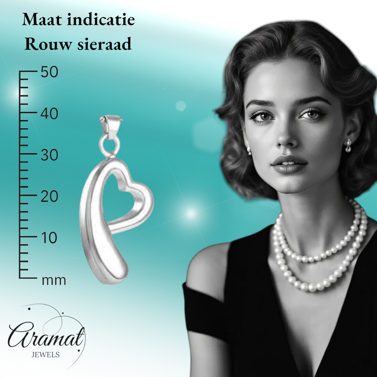 Open hart ashanger – rouwsieraad van staal