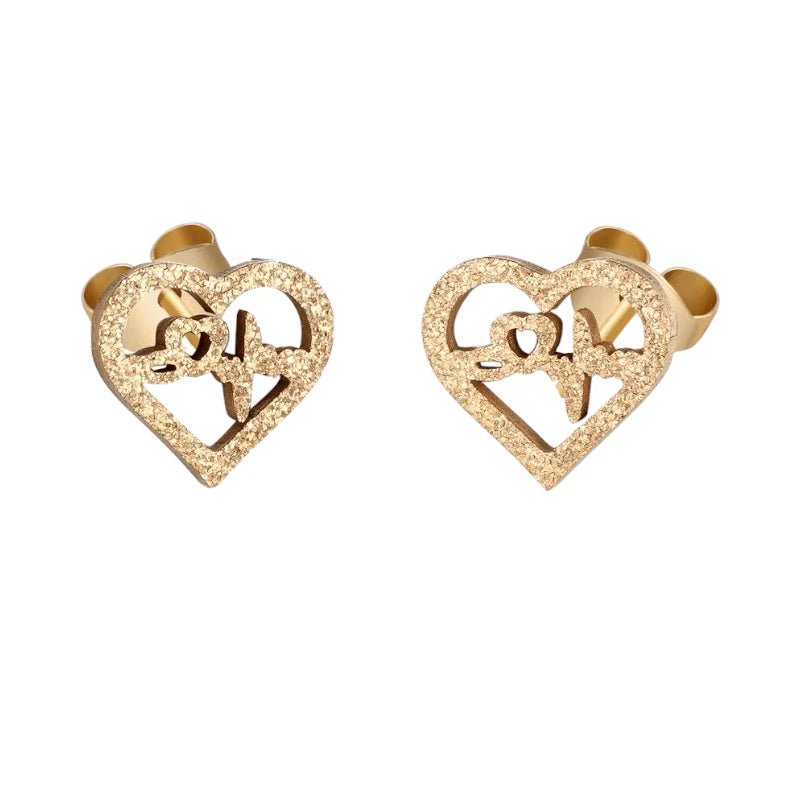 Stalen Hartjes Oorbellen 8mm - Goudkleur - Sandblasted - oor4154 - SSE443 - Oorbellen kopen# - 8mm - alles