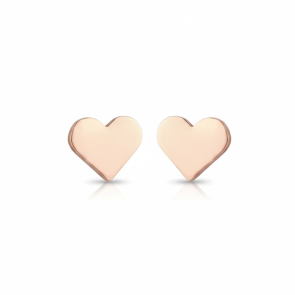 Stalen hartjes oorbellen rosegoudkleurig 8mm RVS, hartvorm hypoallergeen oorstekers voor dames en kinderen