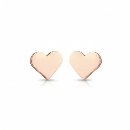 Stalen hartjes oorbellen rosegoudkleurig 8mm RVS, hartvorm hypoallergeen oorstekers voor dames en kinderen