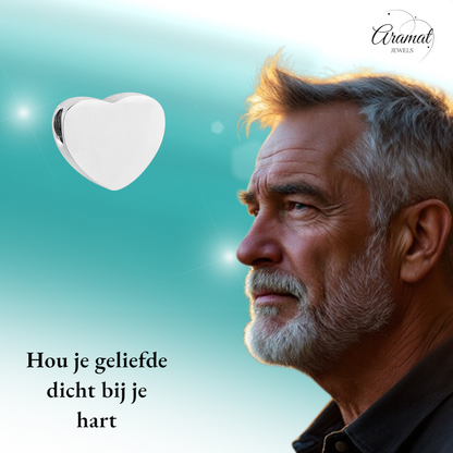 Zilverkleurige asbedel hart – roestvrij staal 13mm